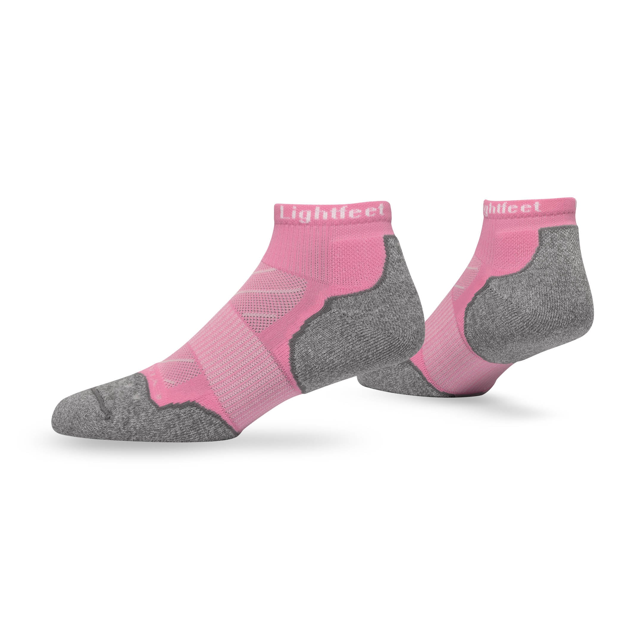 Pair of Lightfeet Evolution Soft Pink Mini Crew Performance Running Socks