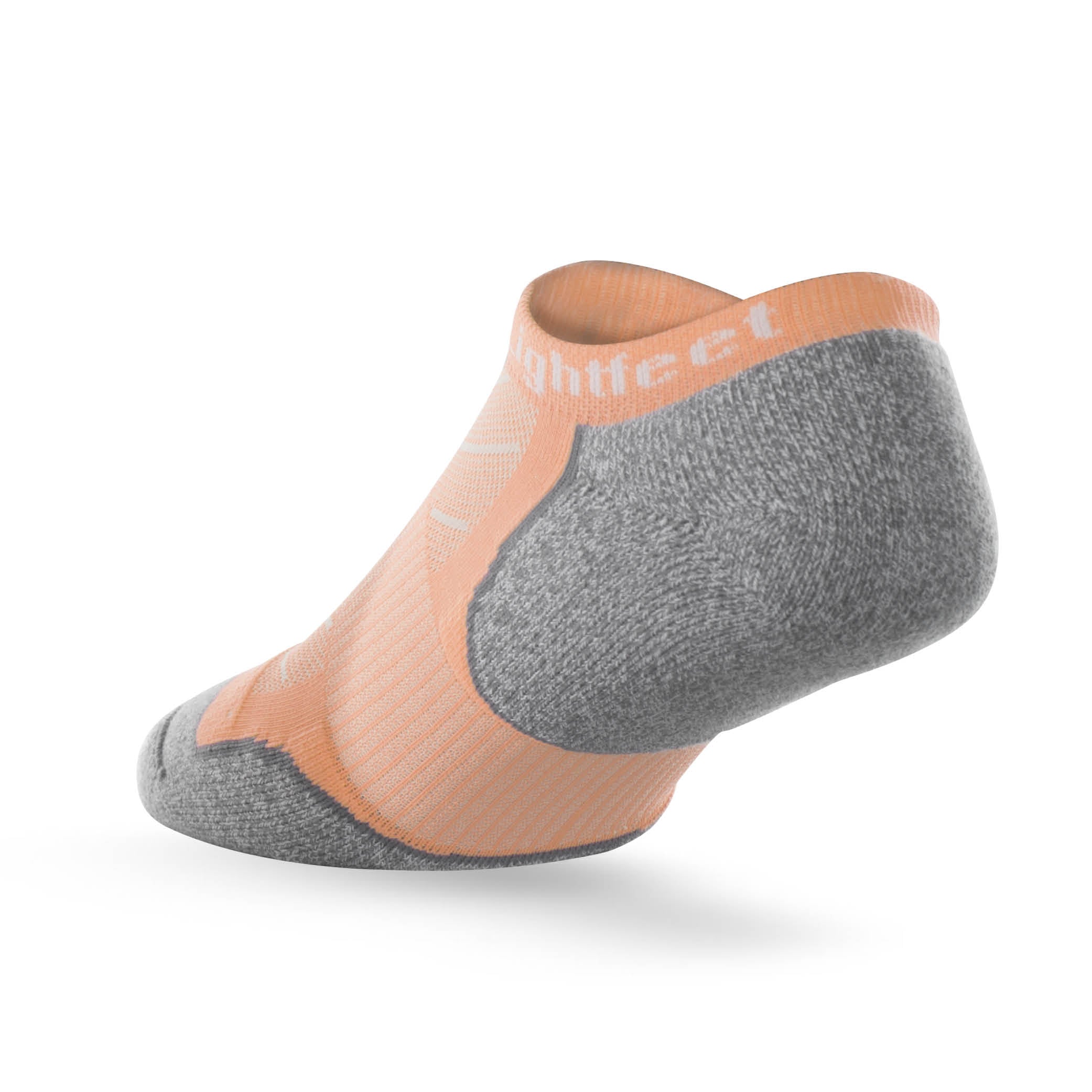 Heel view of Lightfeet Evolution Peach Mini Performance Running Sock