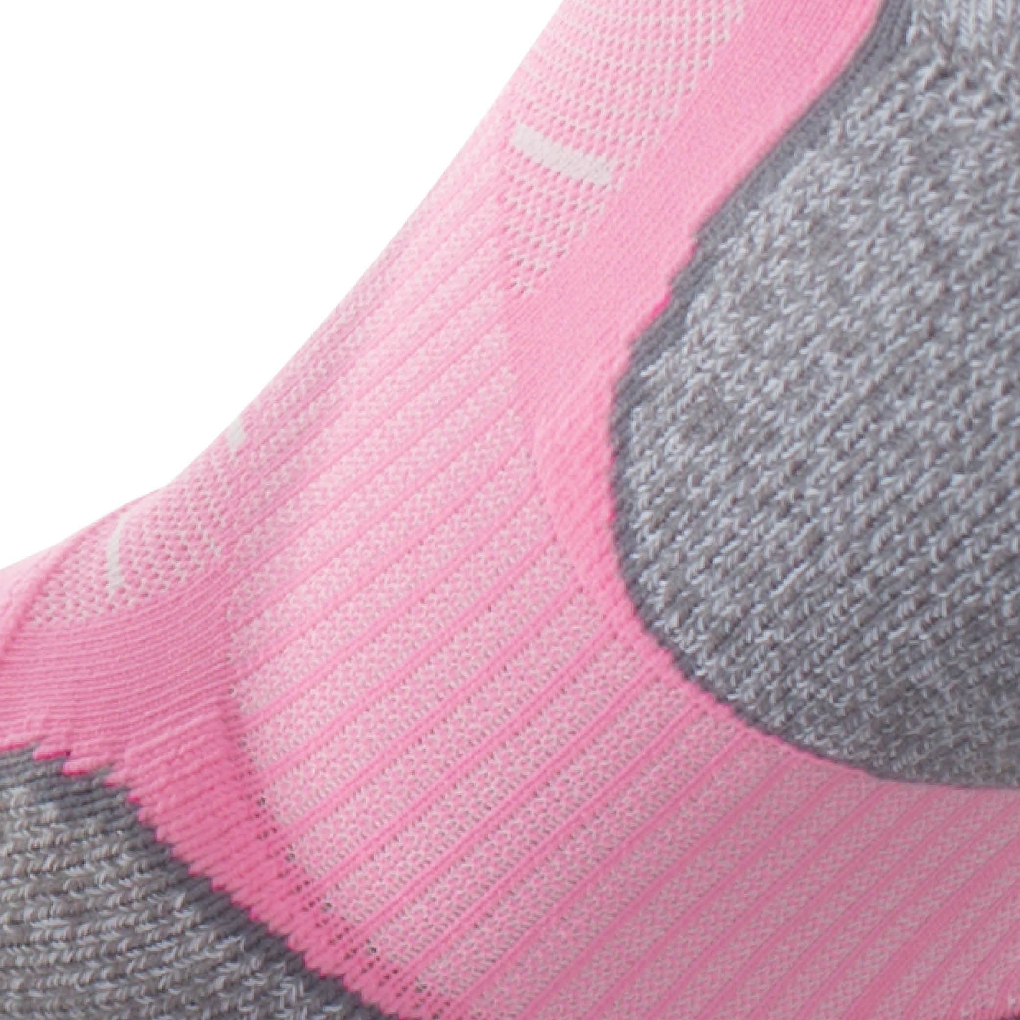 Close up view of elastic arch of Lightfeet Evolution Soft Pink Mini Performance Running Sock
