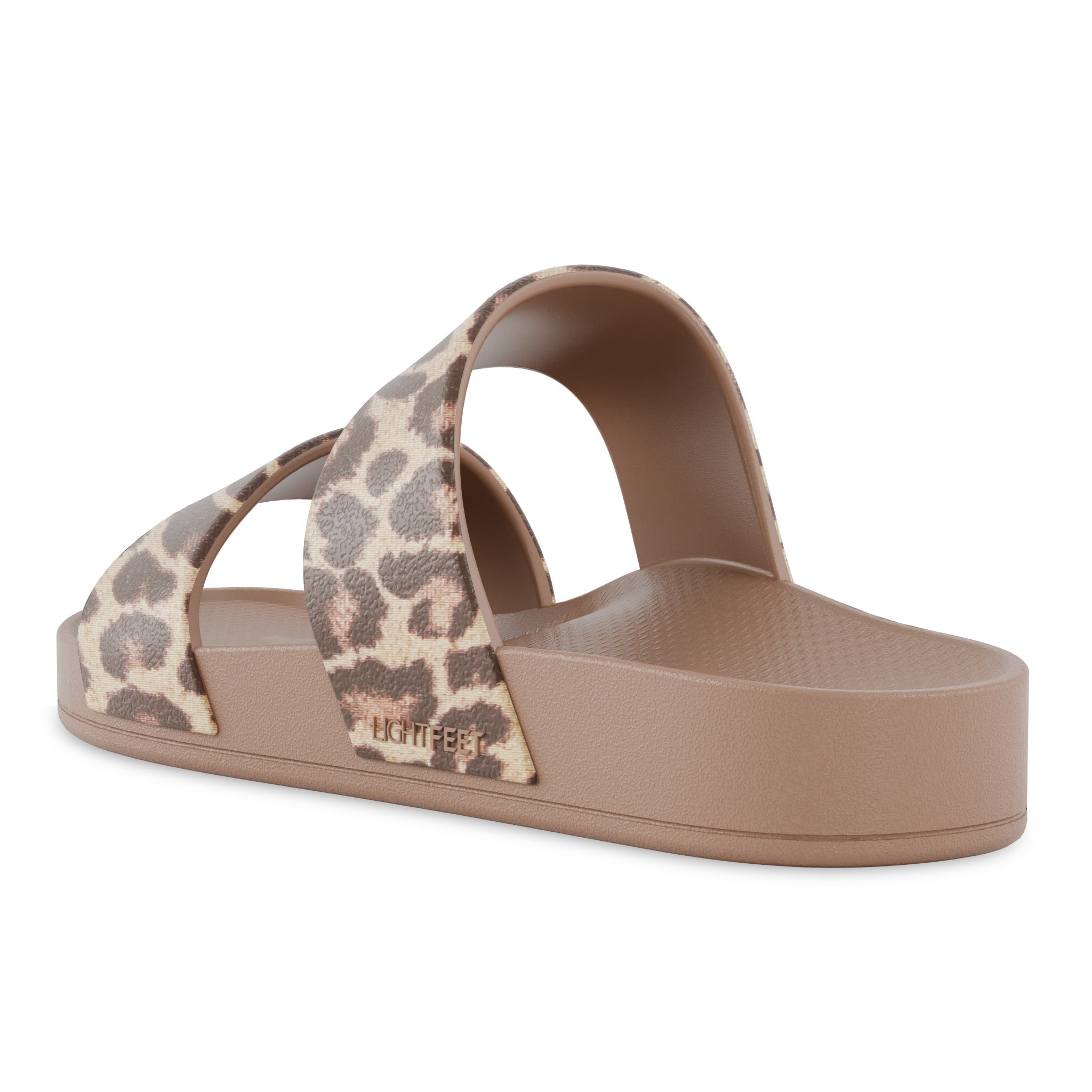 Latte Leopard - Lightfeet Double Strap Slides