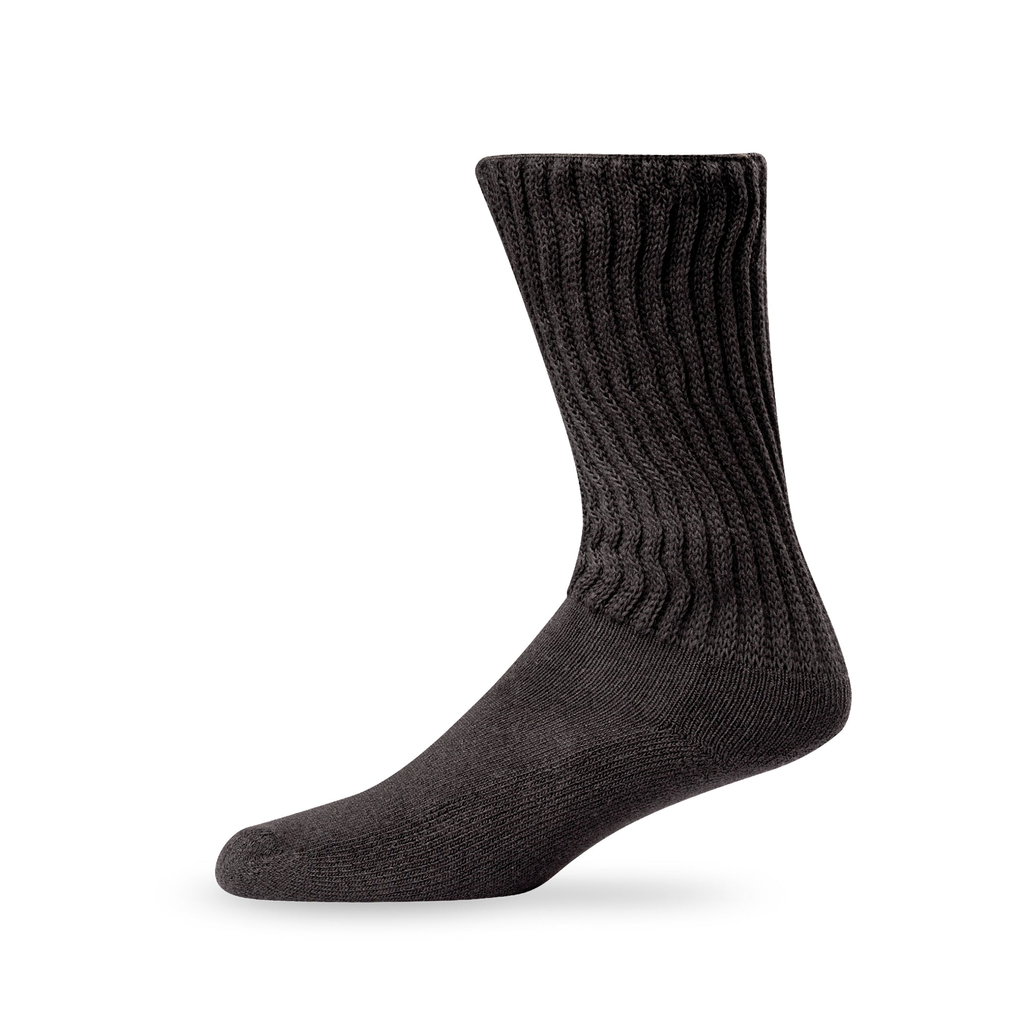 Side view of Lightfeet Diabetes Black Crew Sock