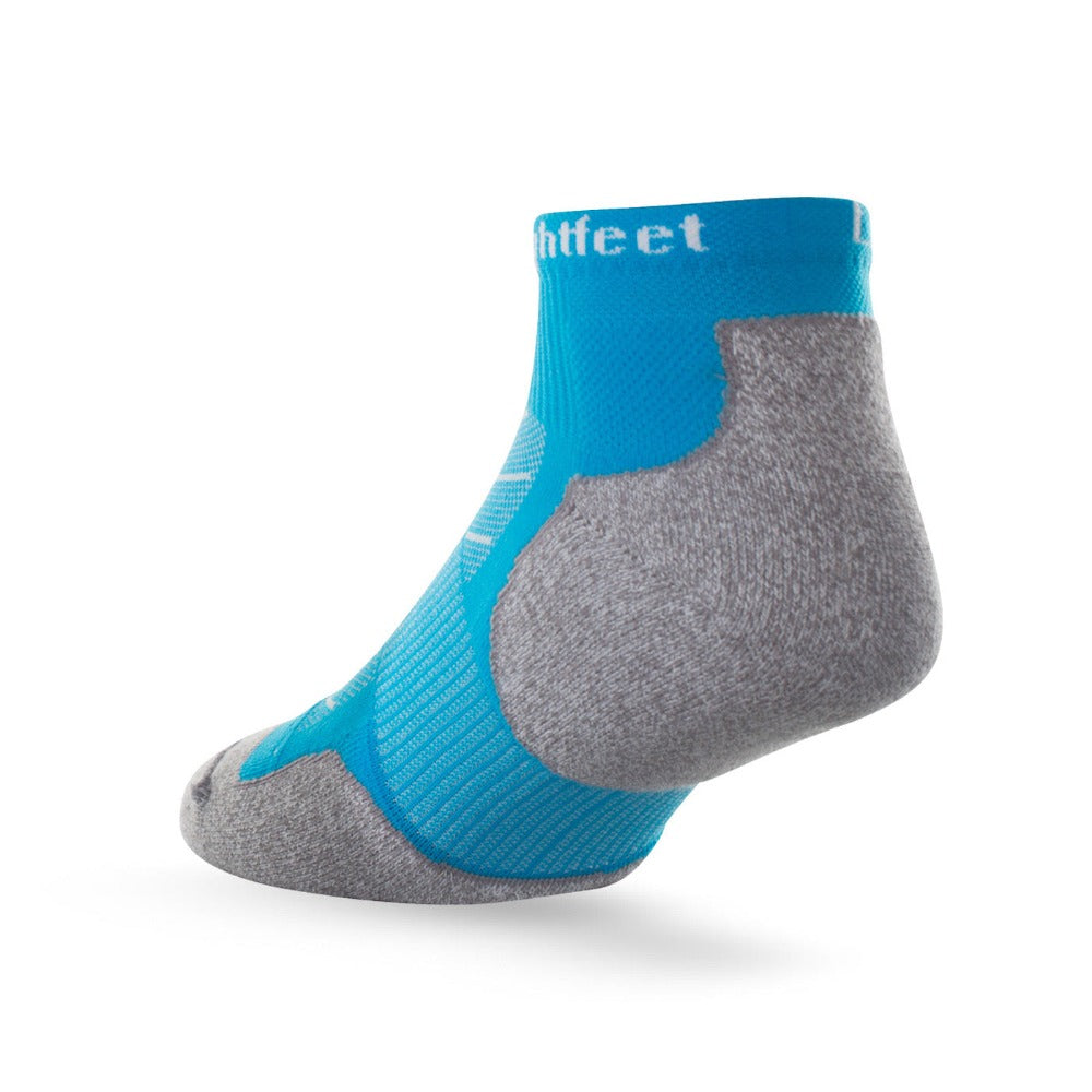 Heel view of Lightfeet Evolution Aqua Mini Crew Performance Sock