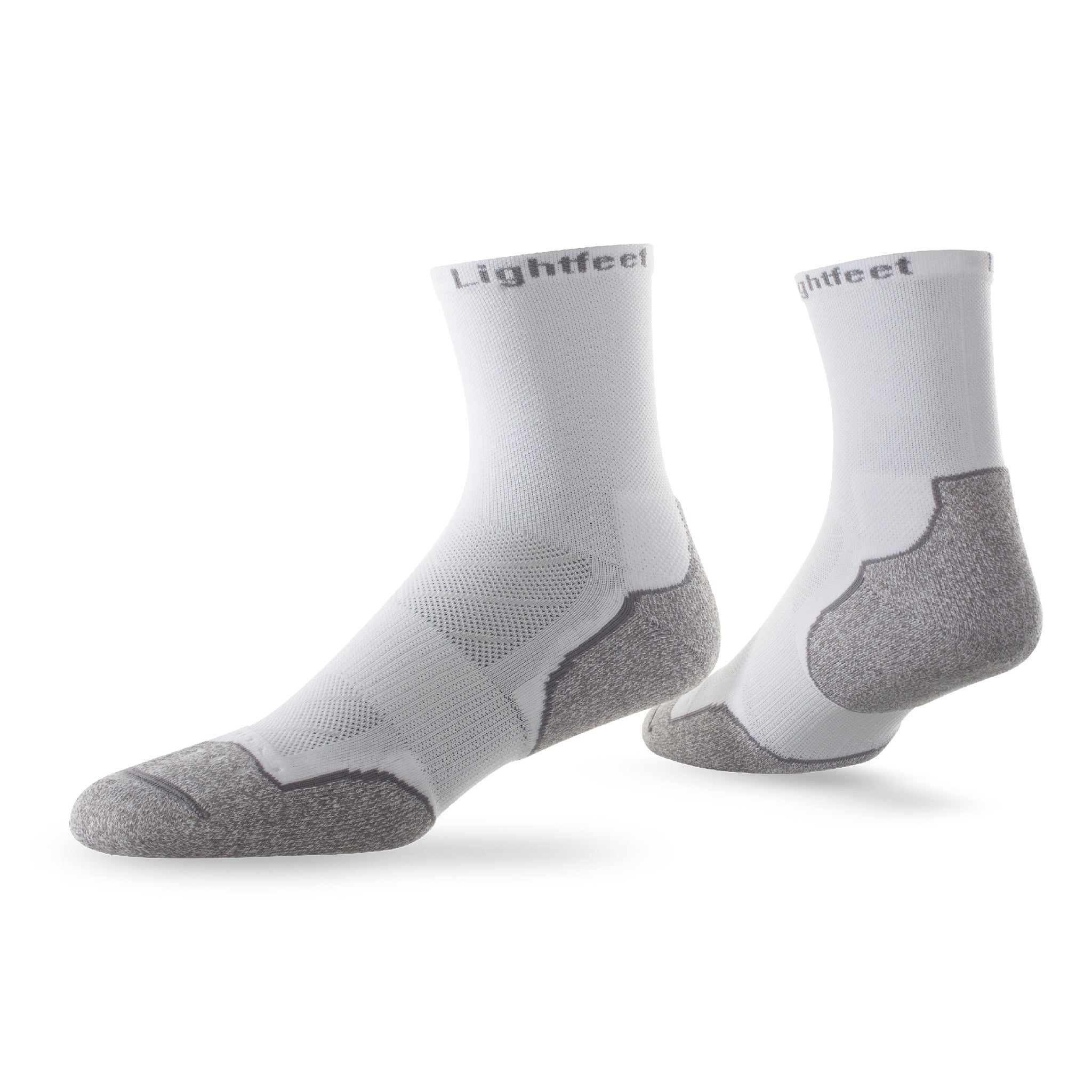 Pair of Lightfeet Evolution White Half Crew Performance Running Socks