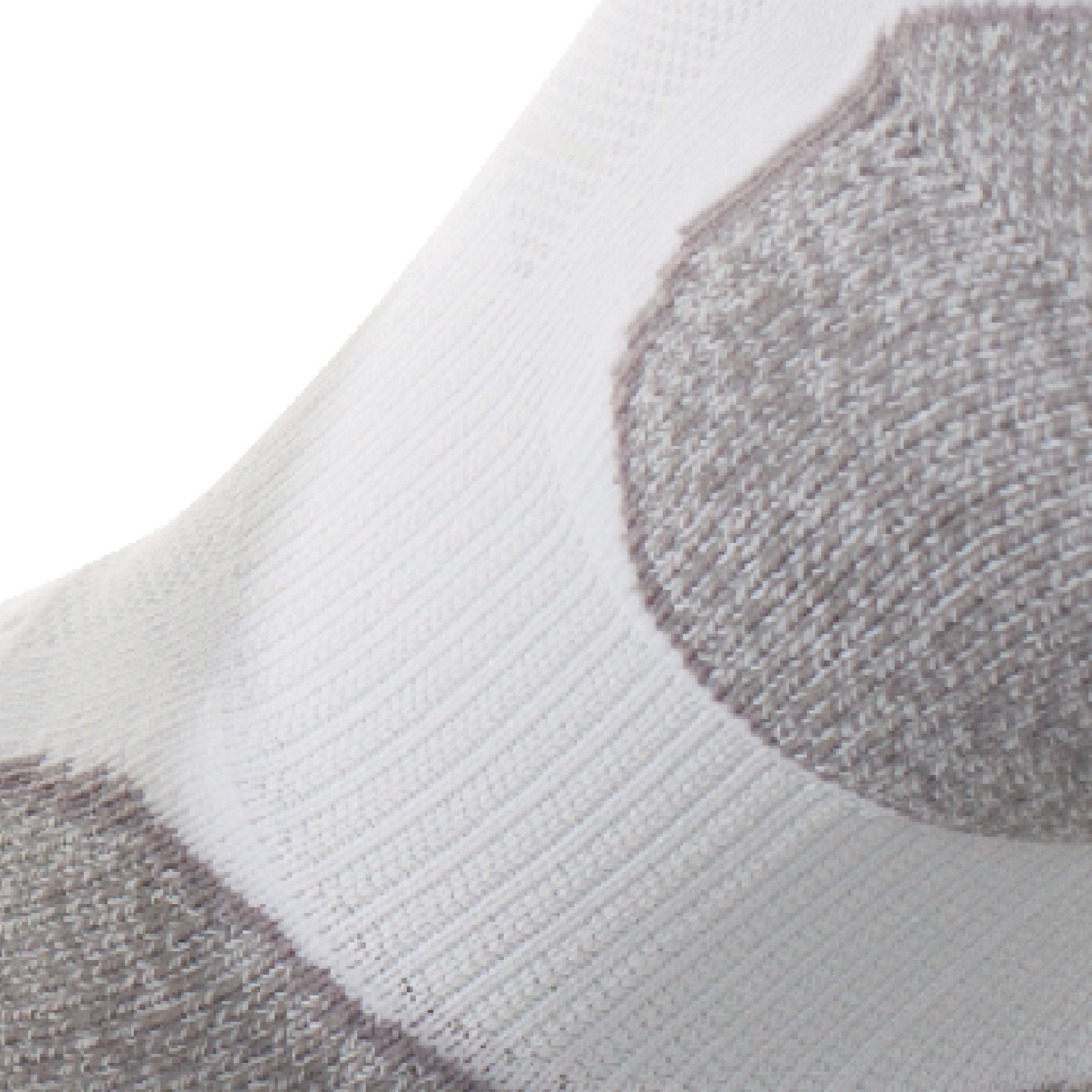 Close up view of elastic arch of Lightfeet Evolution White Crew Performance Running Sock