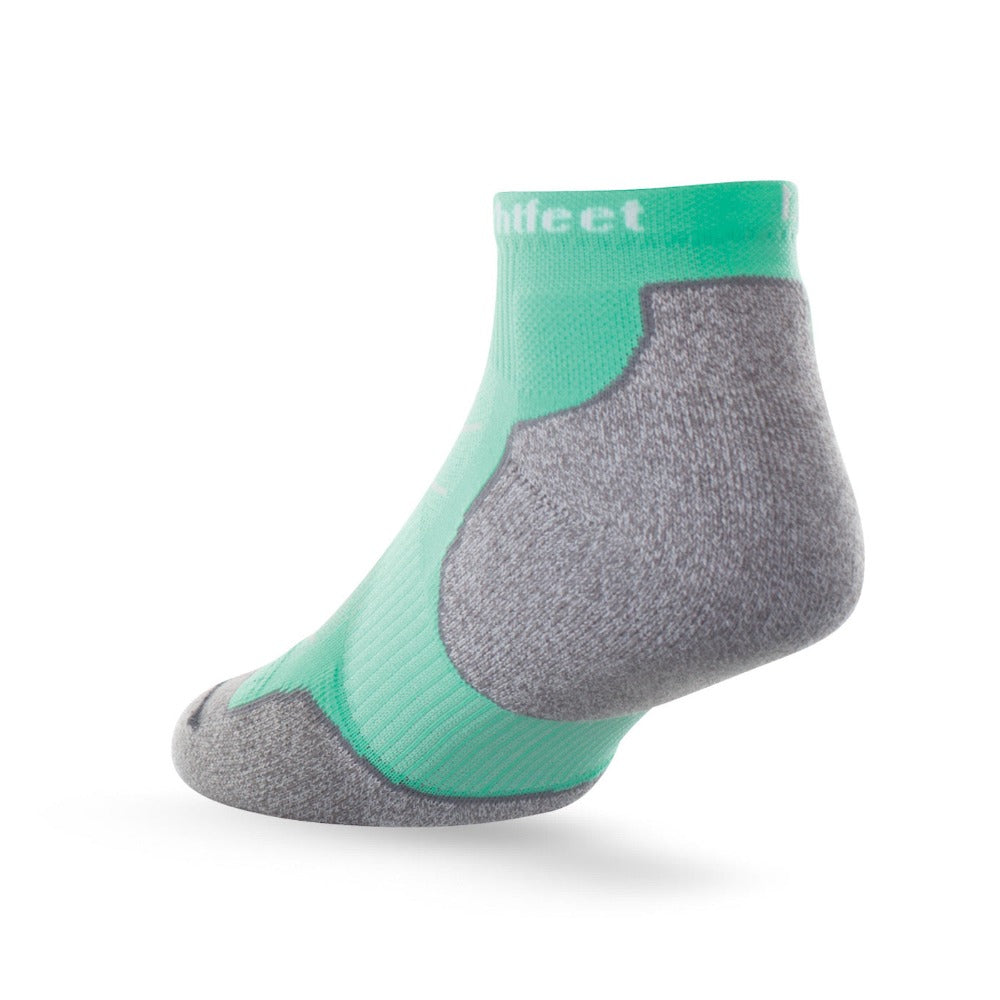 Heel view of Lightfeet Evolution Mint Mini Crew Performance Running Sock