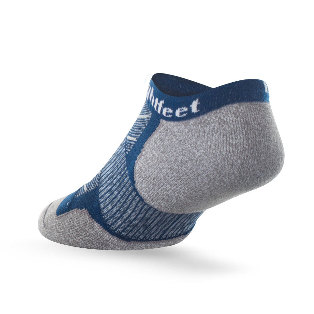 Heel view of Lightfeet Evolution Navy Mini Performance Running Sock