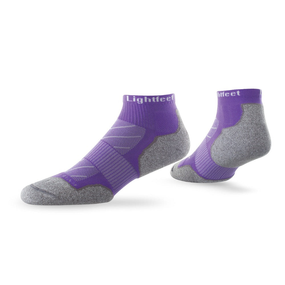 Pair of Lightfeet Evolution Violet Mini Crew Performance Running Socks