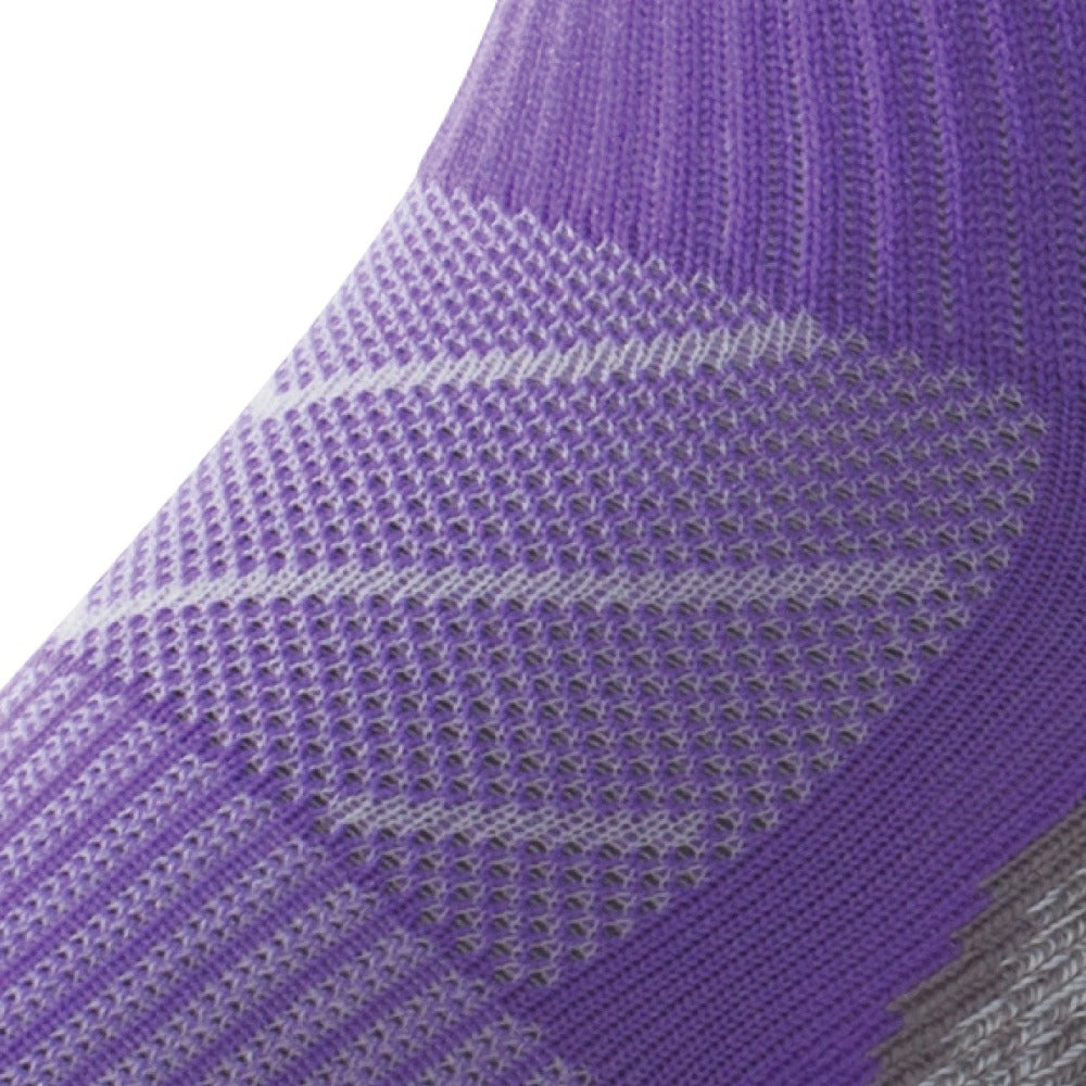 Close up view of mesh on Lightfeet Evolution Violet Mini Crew Performance Running Sock