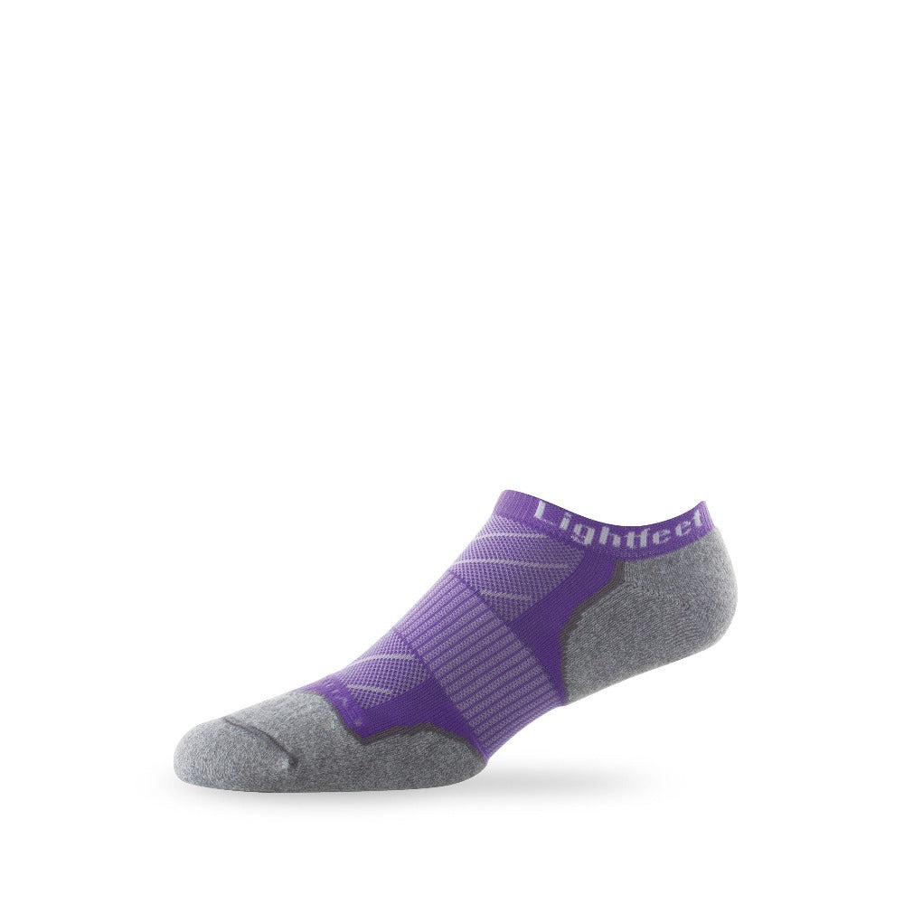 Side view of Lightfeet Evolution Violet Mini Performance Running Sock