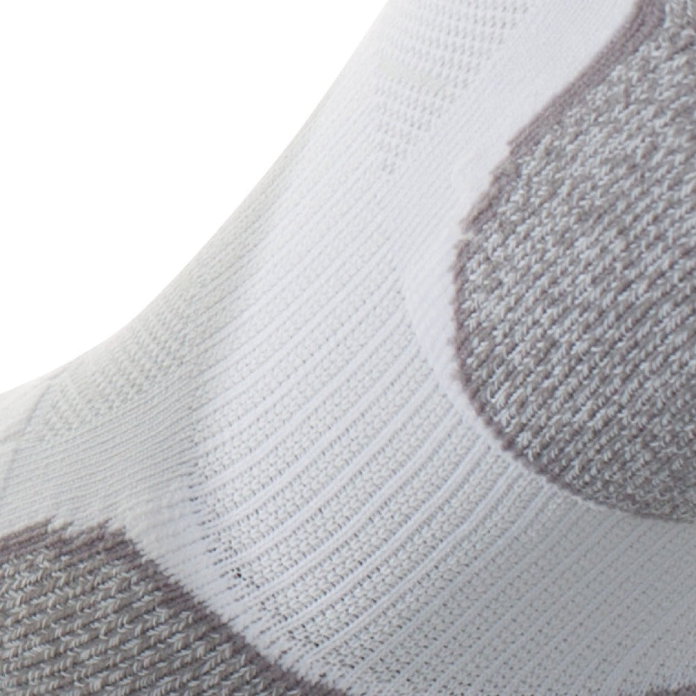 Close up view of elastic arch of Lightfeet Evolution White Mini Performance Running Sock
