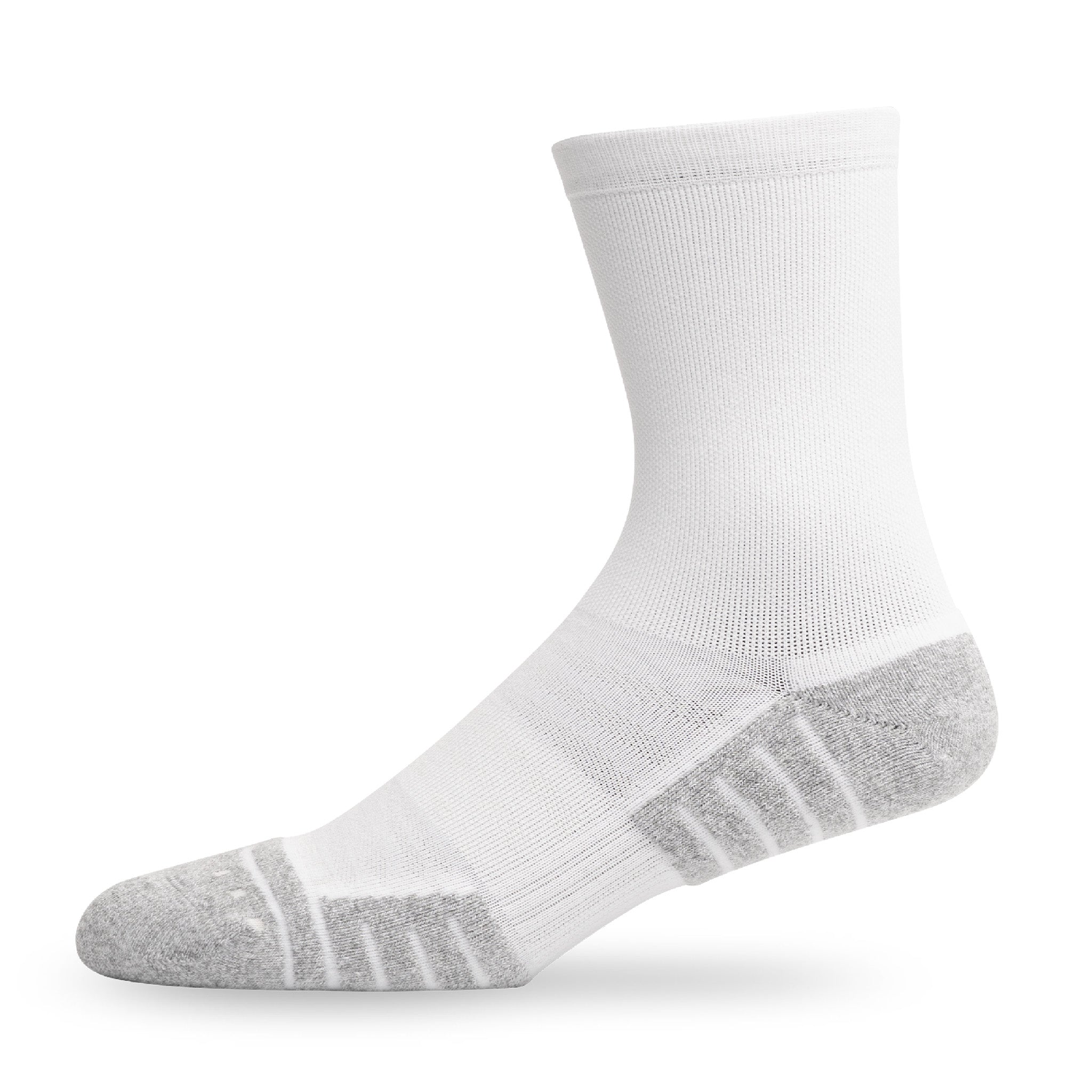 Side view of Lightfeet Performance White Half Crew Sock