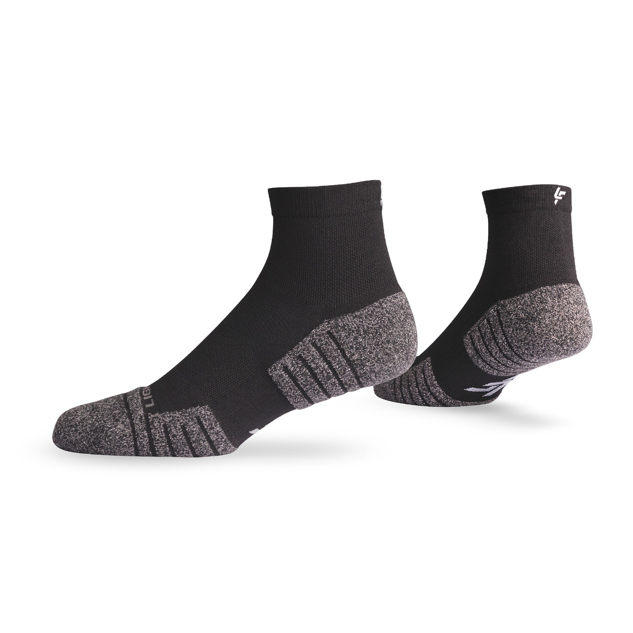 Pair of Lightfeet Performance Black Quarter Crew Socks