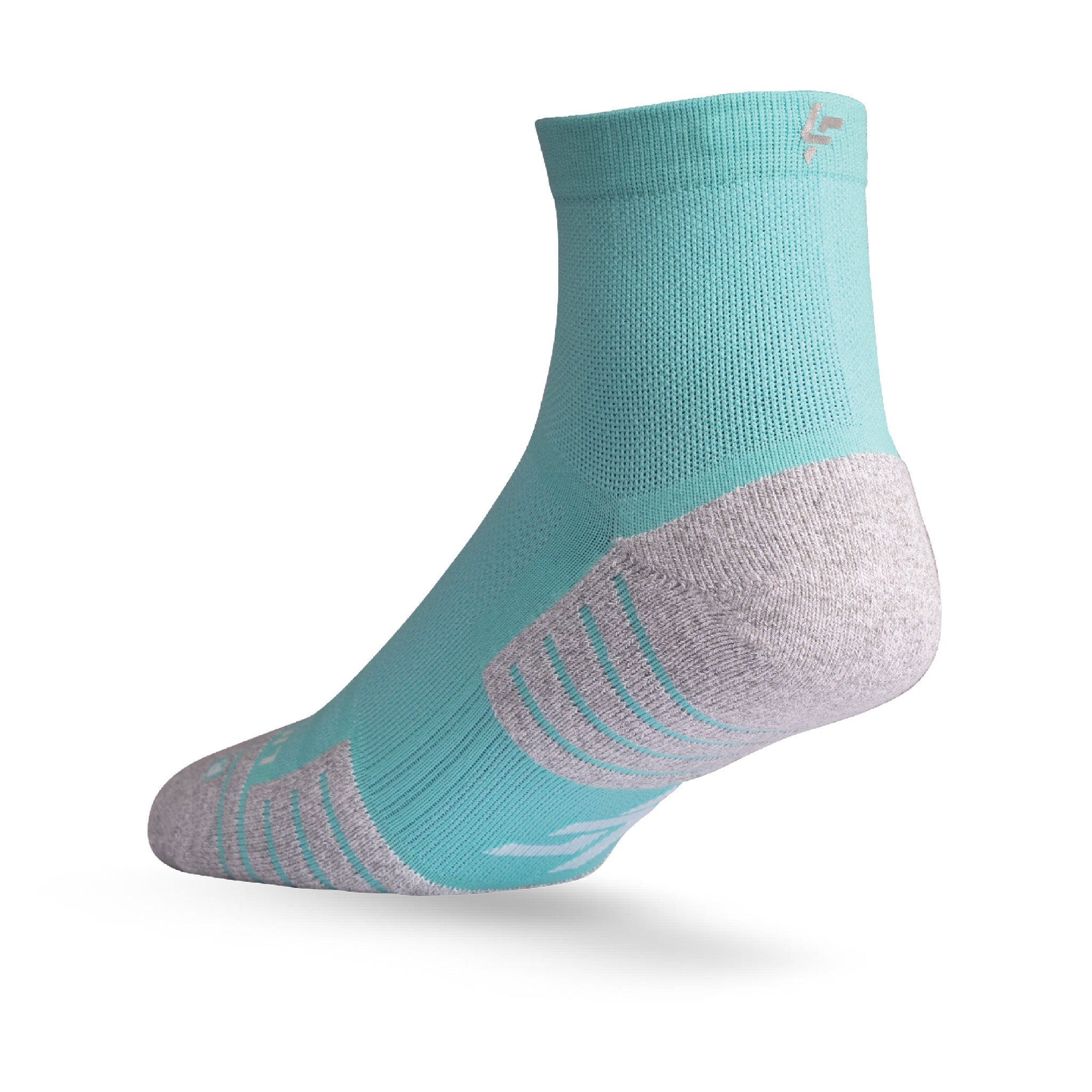 Heel view of Lightfeet Performance Mint Quarter Crew Sock
