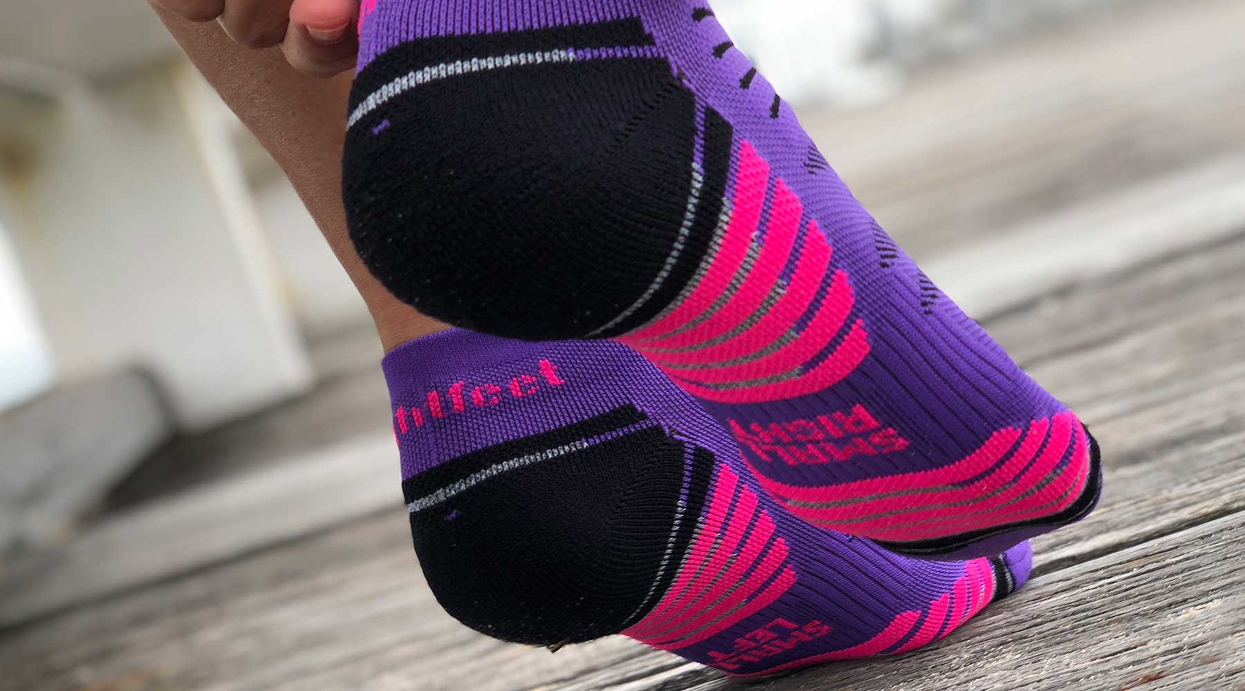 Purple and pink lightfeet socks