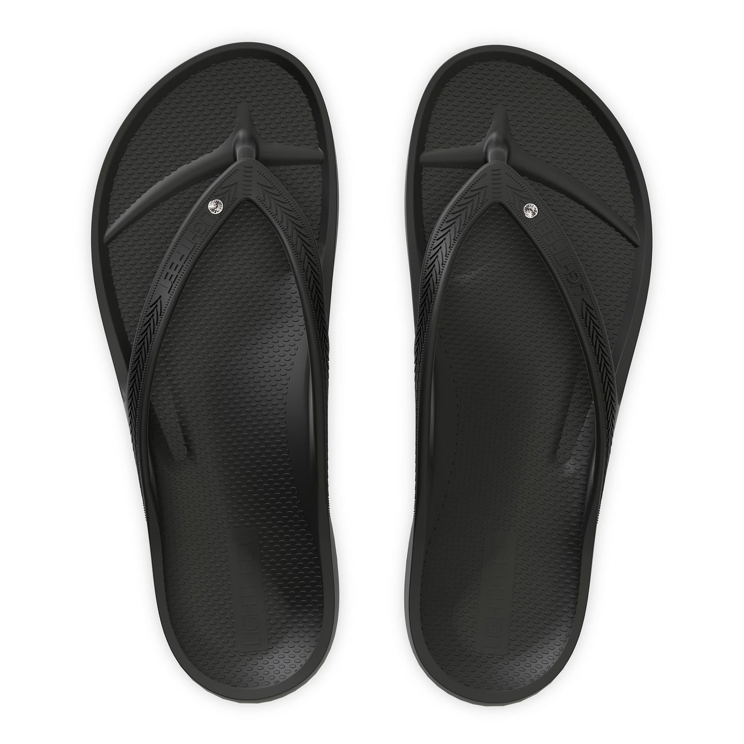 Lightfeet Arch Support Thongs in Black with Diamante