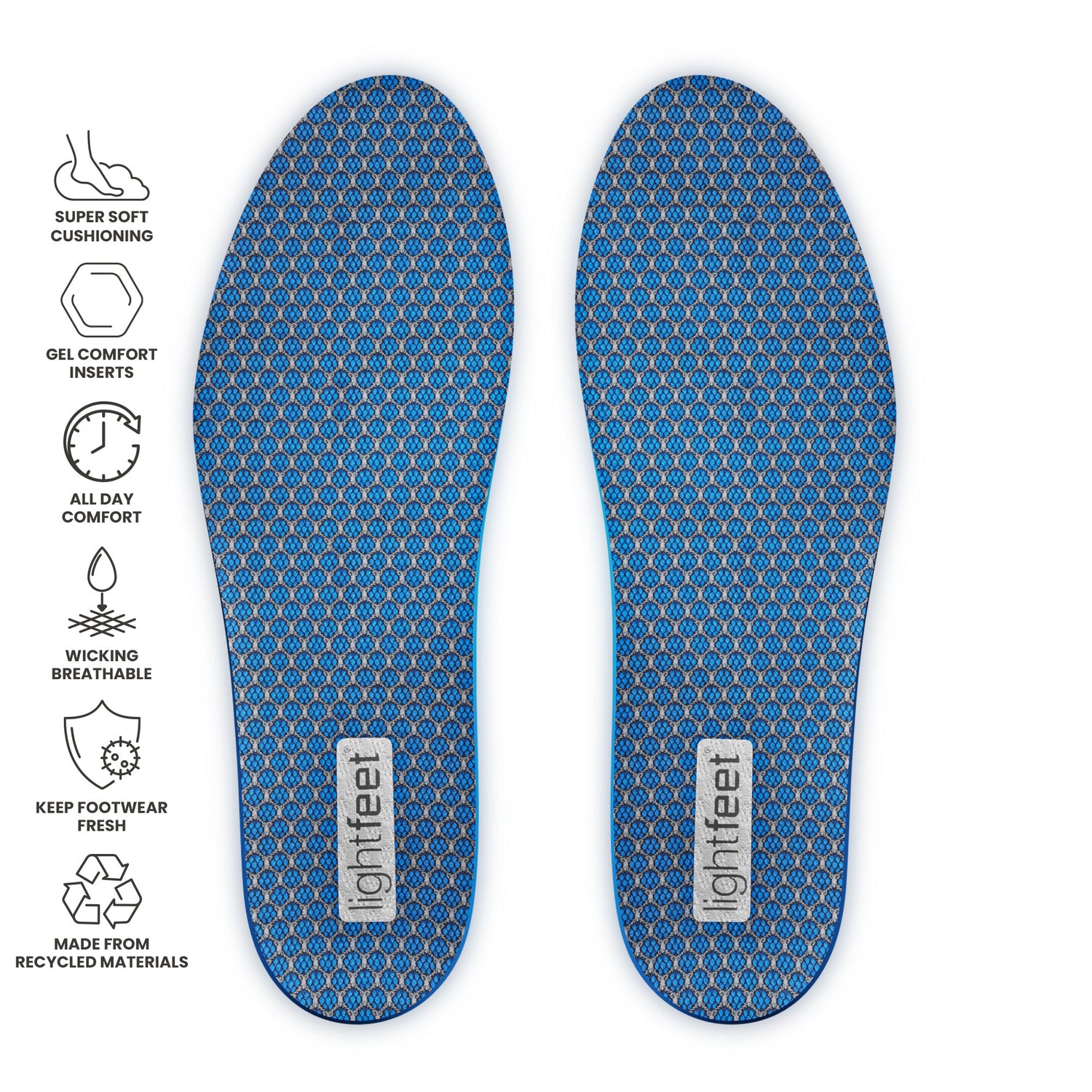 Top view of a pair of Lightfeet Cushion Comfort Orthotic Insoles