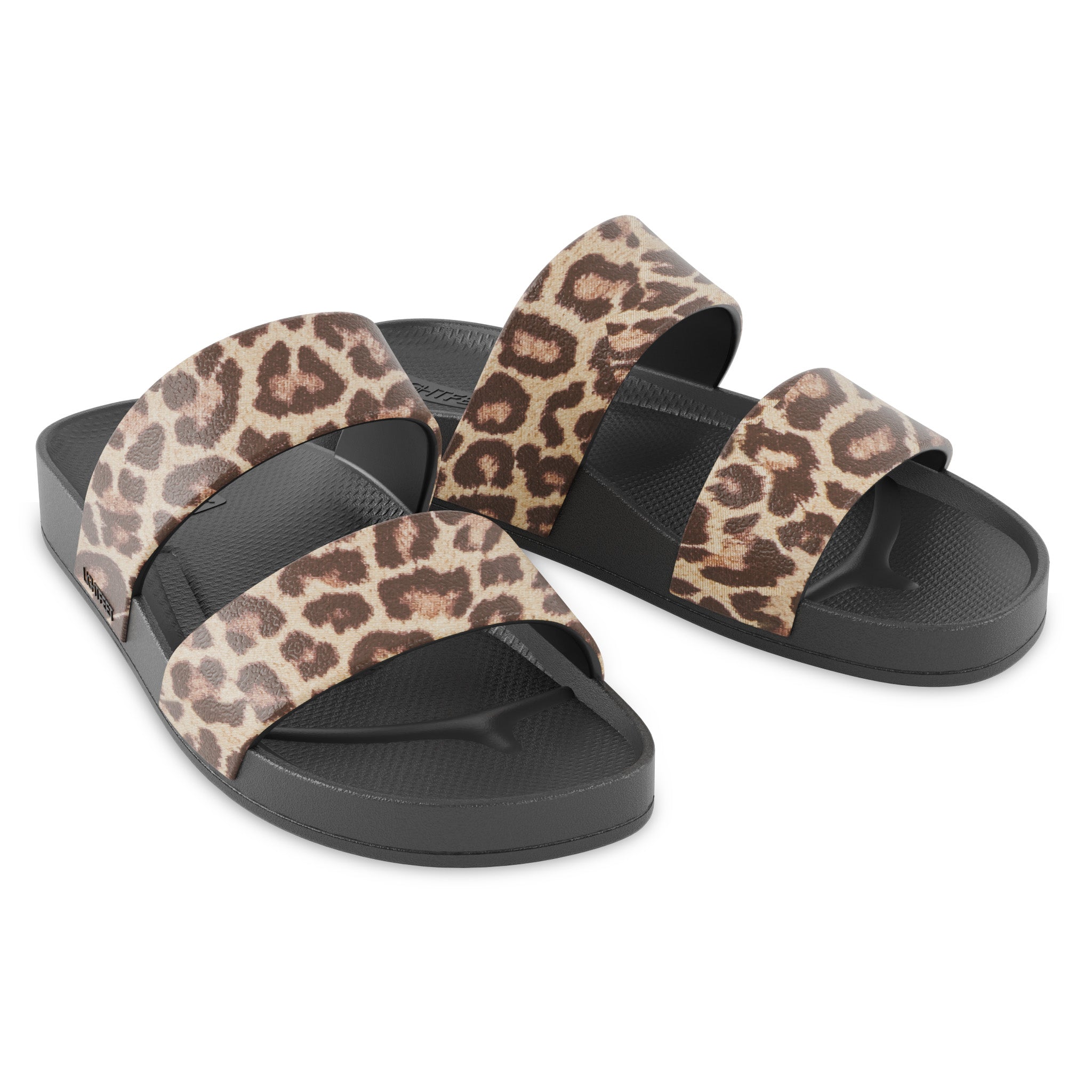 Black Leopard - Lightfeet Double Strap Slides