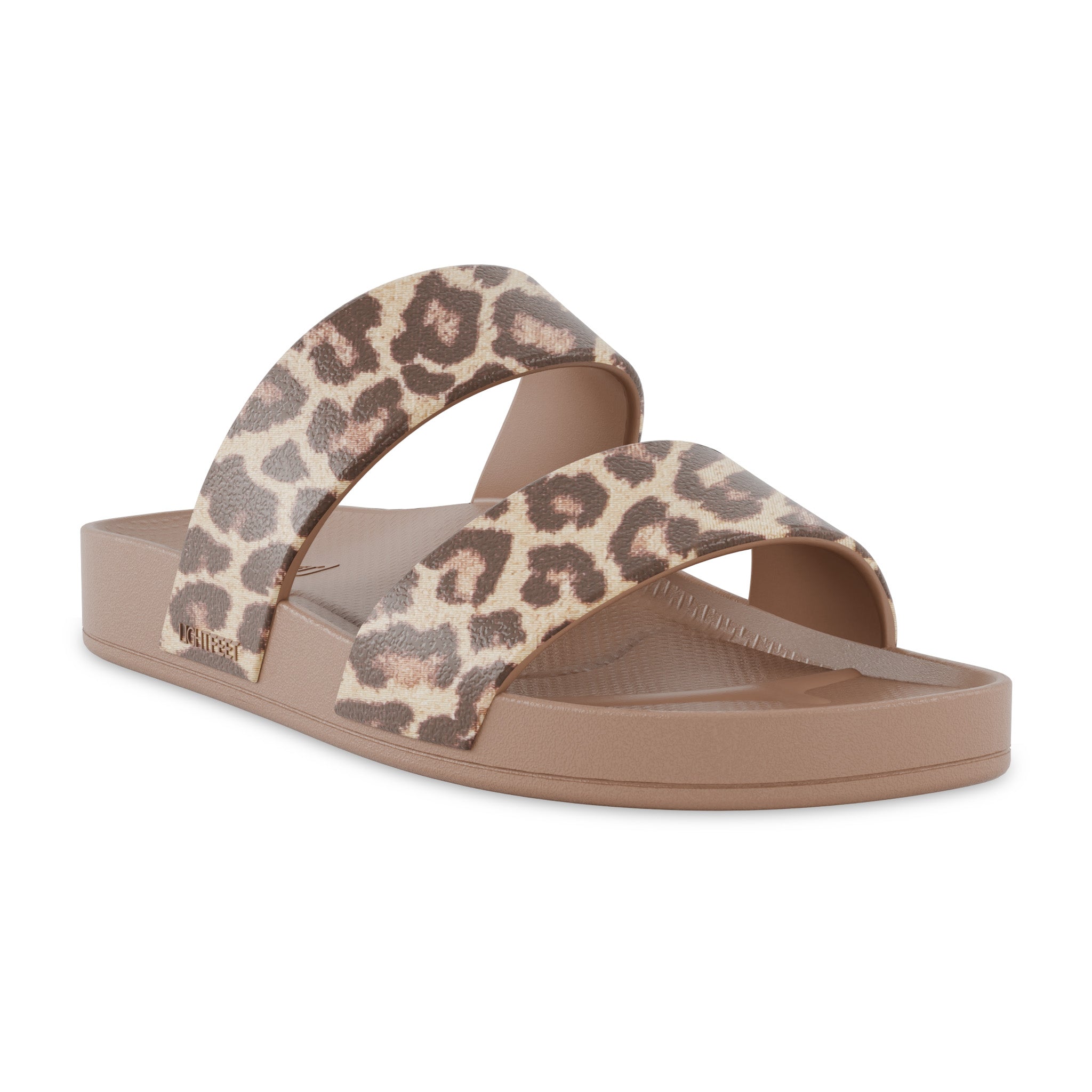 Latte Leopard - Lightfeet Double Strap Slides