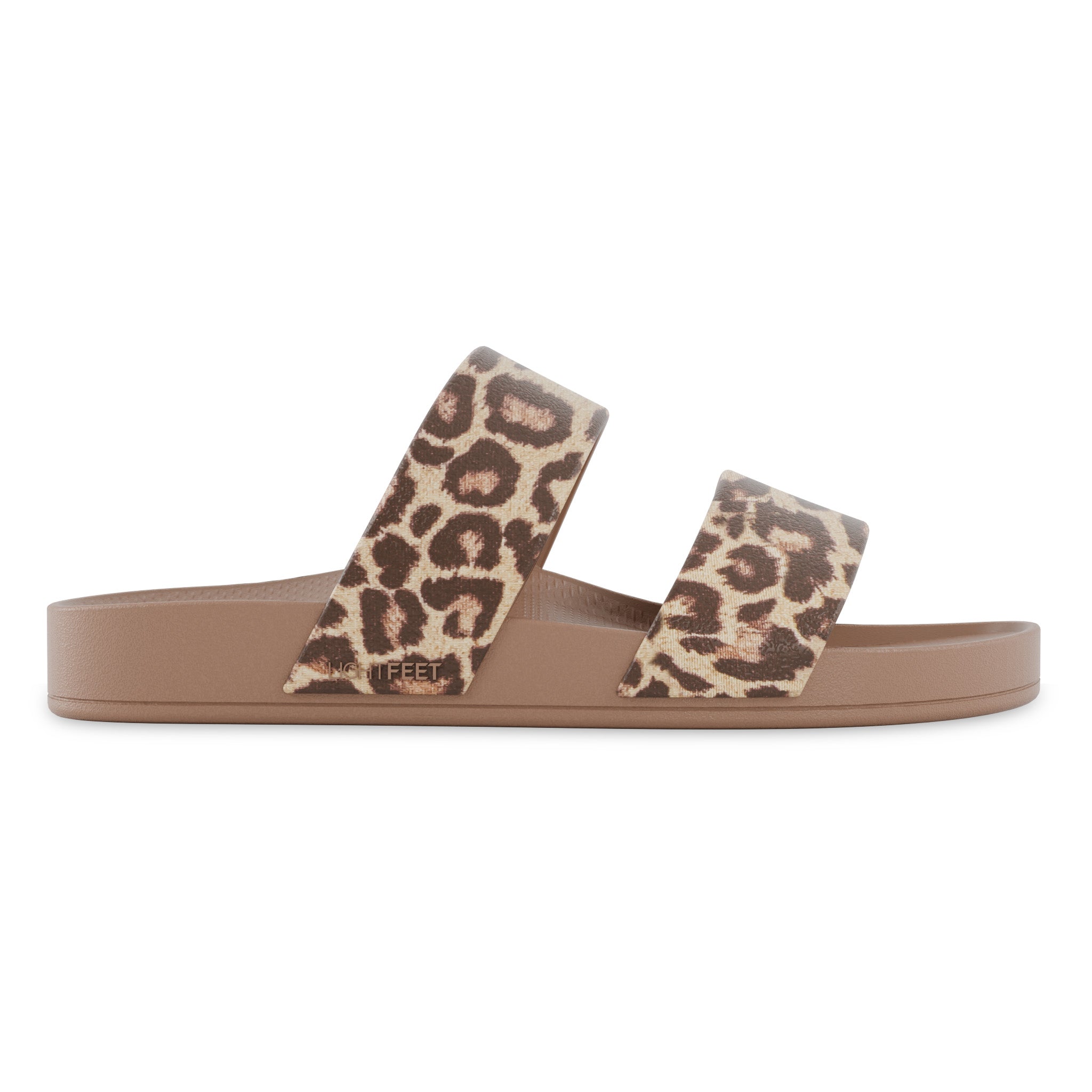Latte Leopard - Lightfeet Double Strap Slides