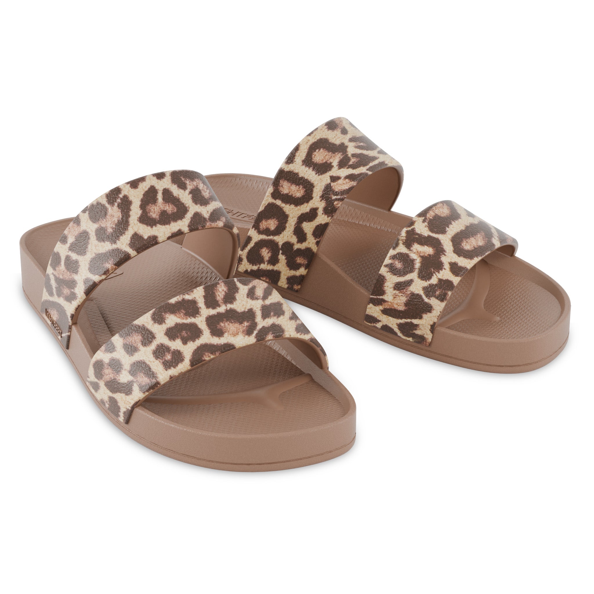 Latte Leopard - Lightfeet Double Strap Slides