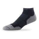 Side view of Lightfeet Evolution Black Mini Crew Performance Sock #colour_black