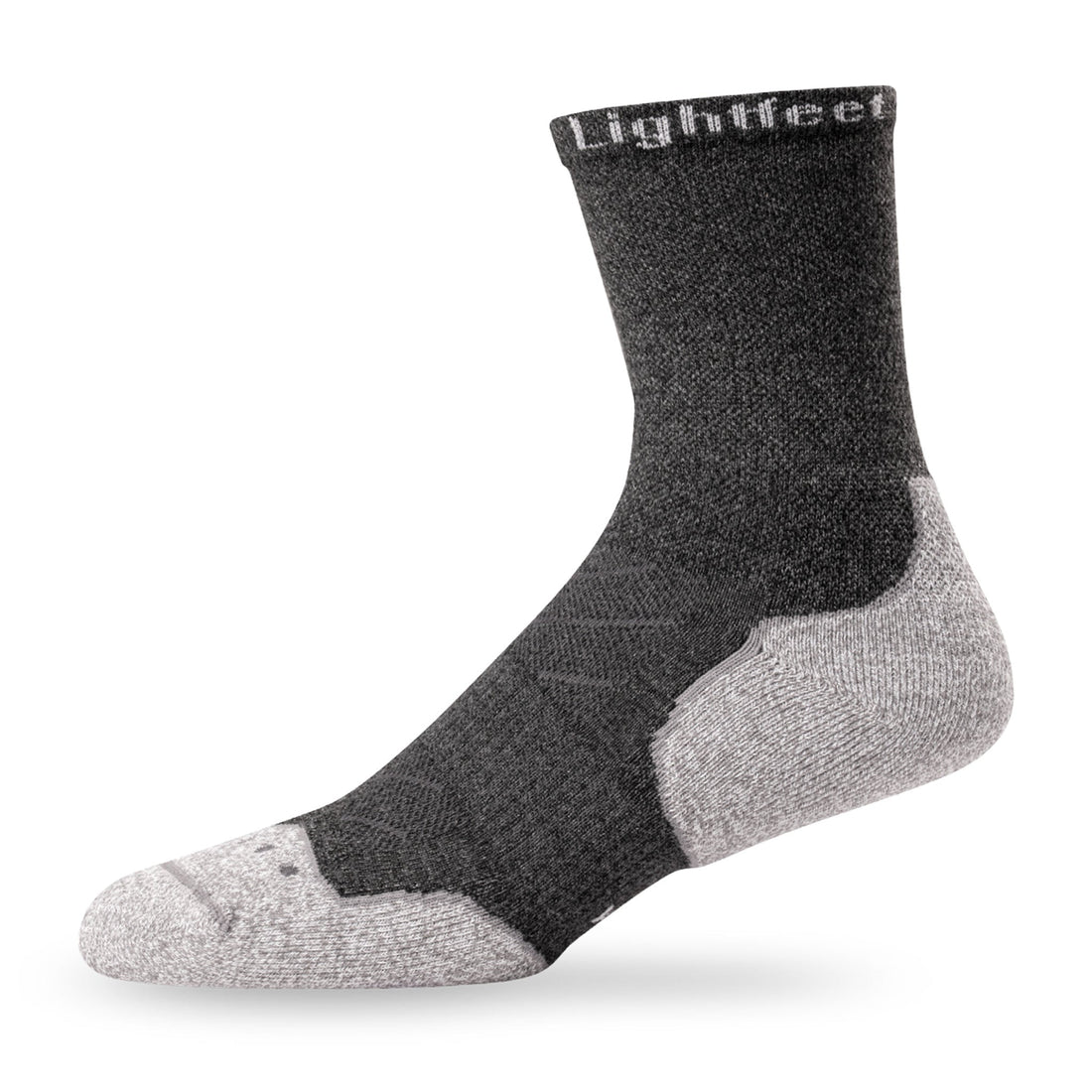 Side view of Lightfeet Evolution Trail Dark Grey Half Crew Performance Running Sock 