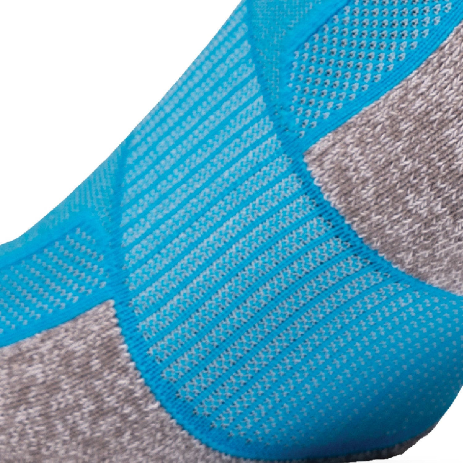 Close up view of elastic arch of Lightfeet Genesis Kids Ankle Aqua Performance Sock 