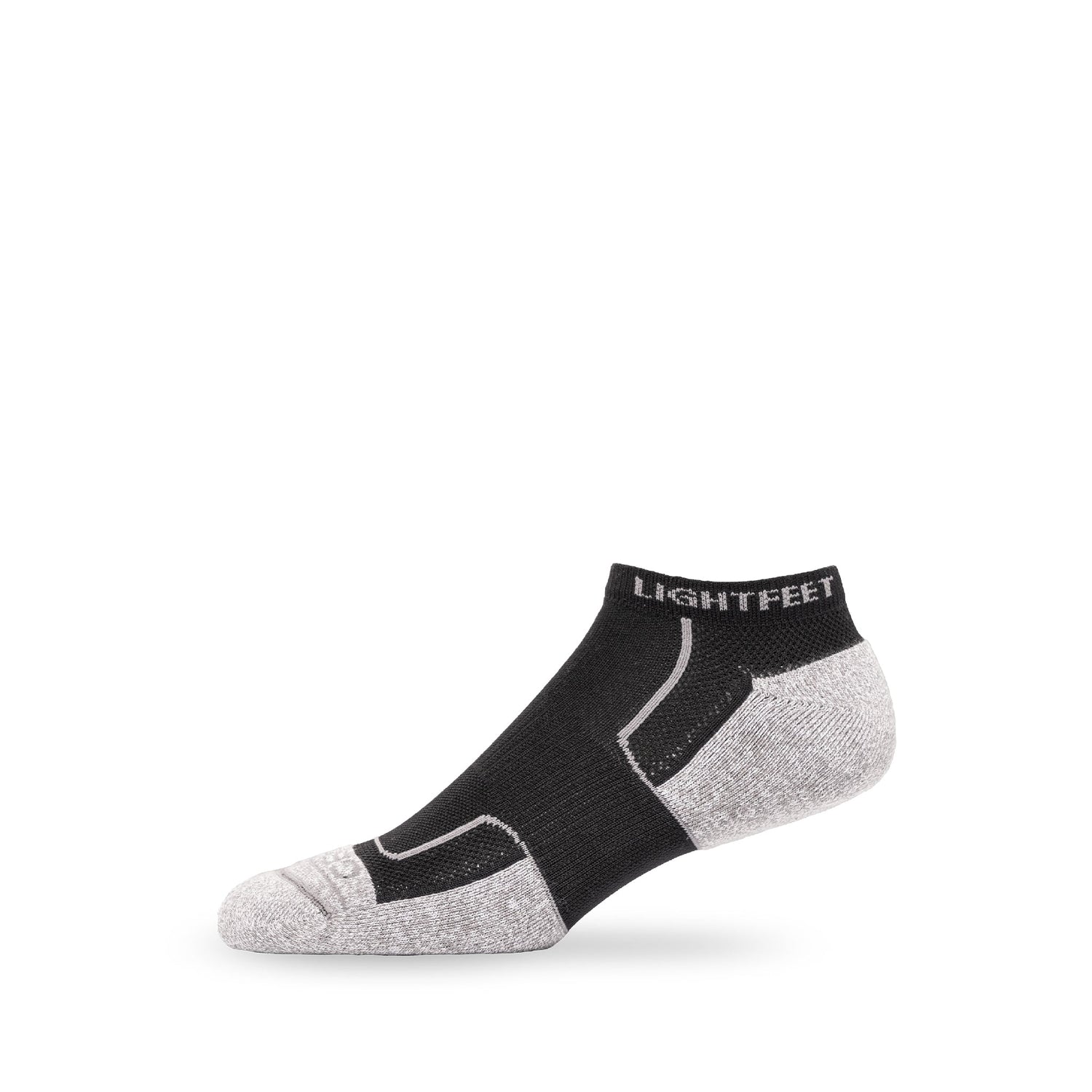 Side view of Lightfeet Genesis Kids Ankle Black Performance Sock 