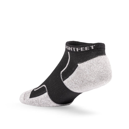 Heel view of Lightfeet Genesis Kids Ankle Black Performance Sock 