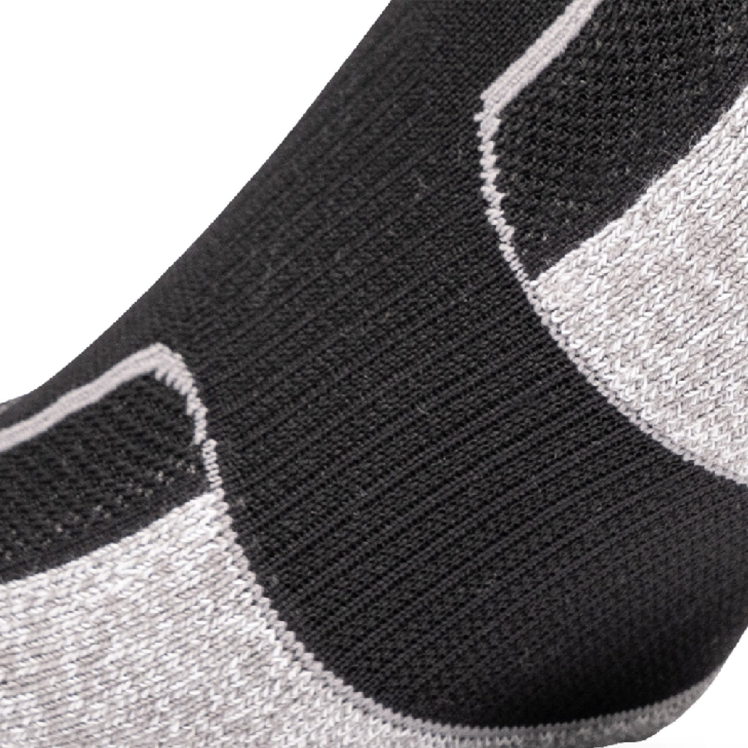 Close up view of elastic arch of Lightfeet Genesis Kids Ankle Black Performance Sock 