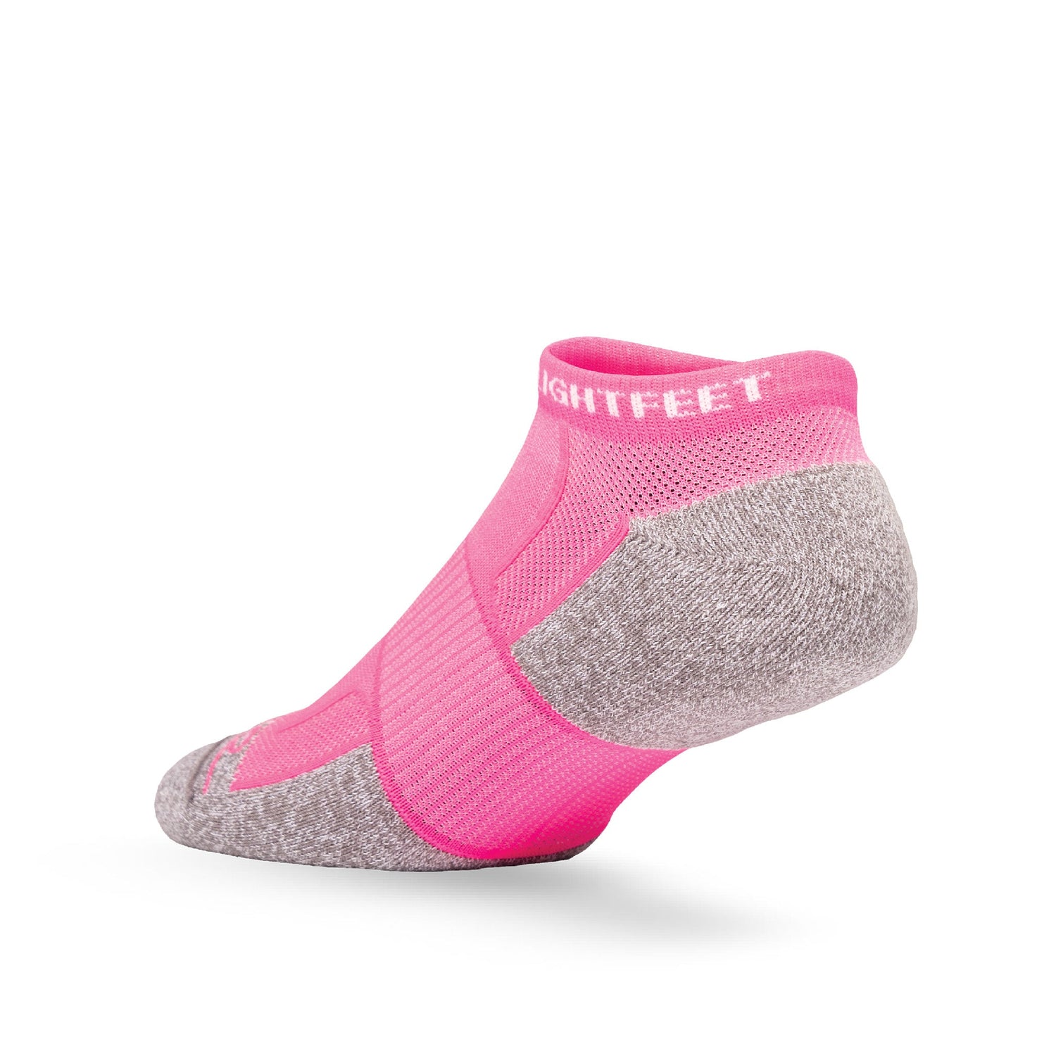 Heel view of Lightfeet Genesis Kids Ankle Pink Performance Sock 