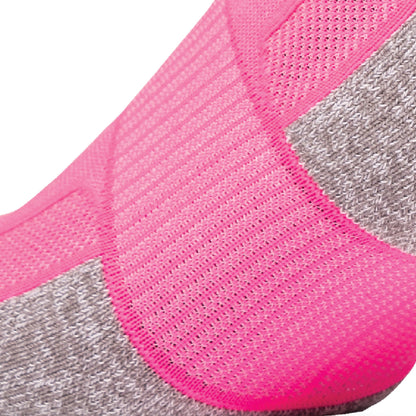 Close up view of elastic arch of Lightfeet Genesis Kids Ankle Pink Performance Sock 