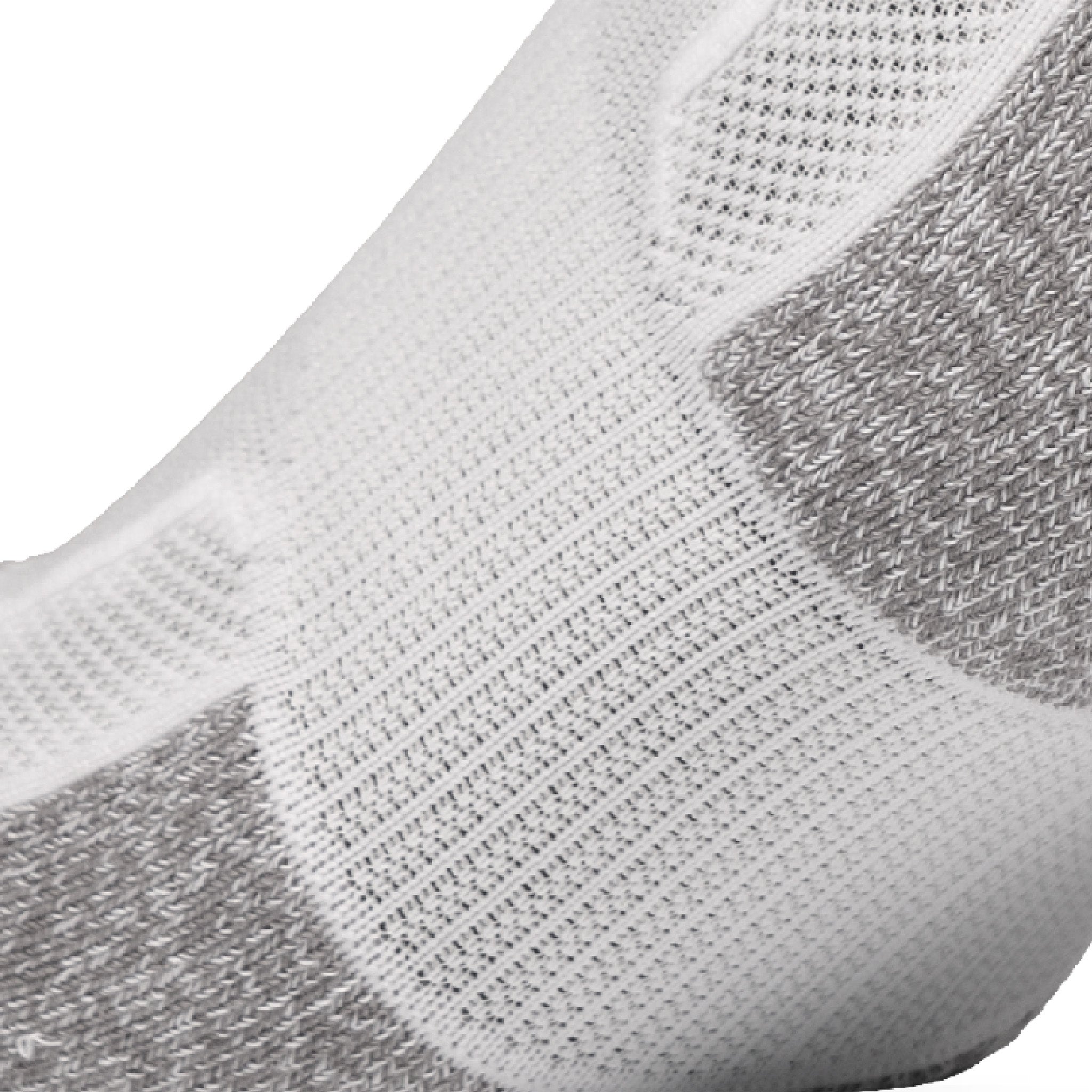 Close up view of elastic arch of Lightfeet Genesis Kids Ankle White Performance Sock 