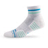 Side view of Lightfeet Performance 2 Stripes White Blue Glacier Quarter Socks 