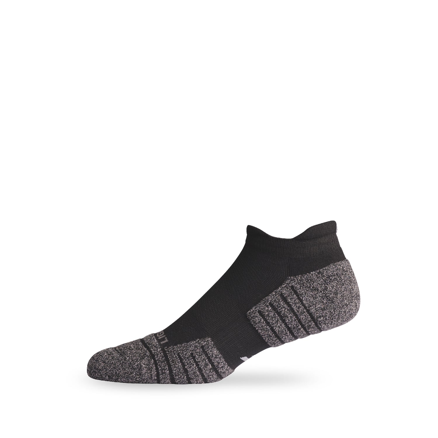 Side view of Lightfeet Performance Black Ankle Sock 