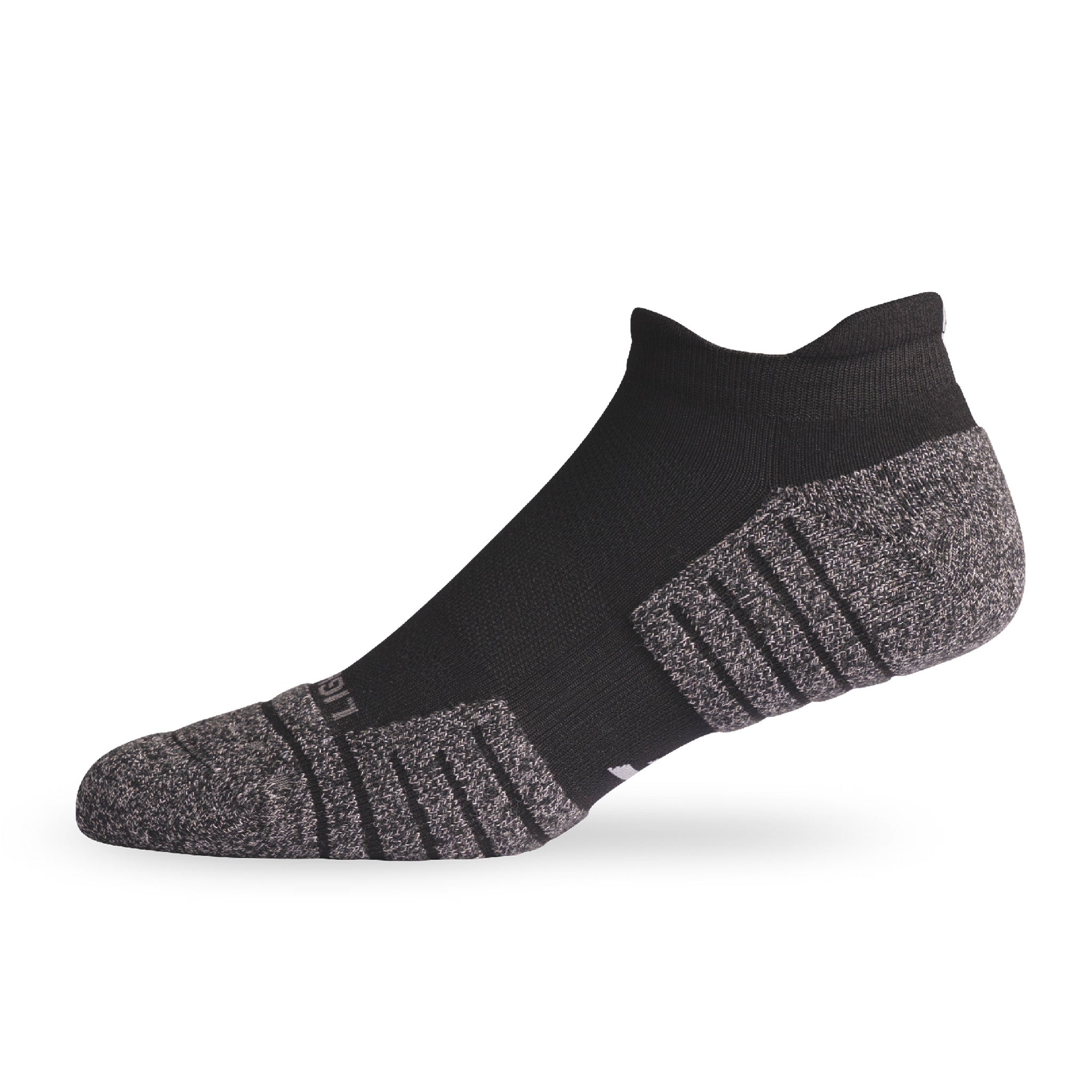 Side view of Lightfeet Performance Black Ankle Sock 
