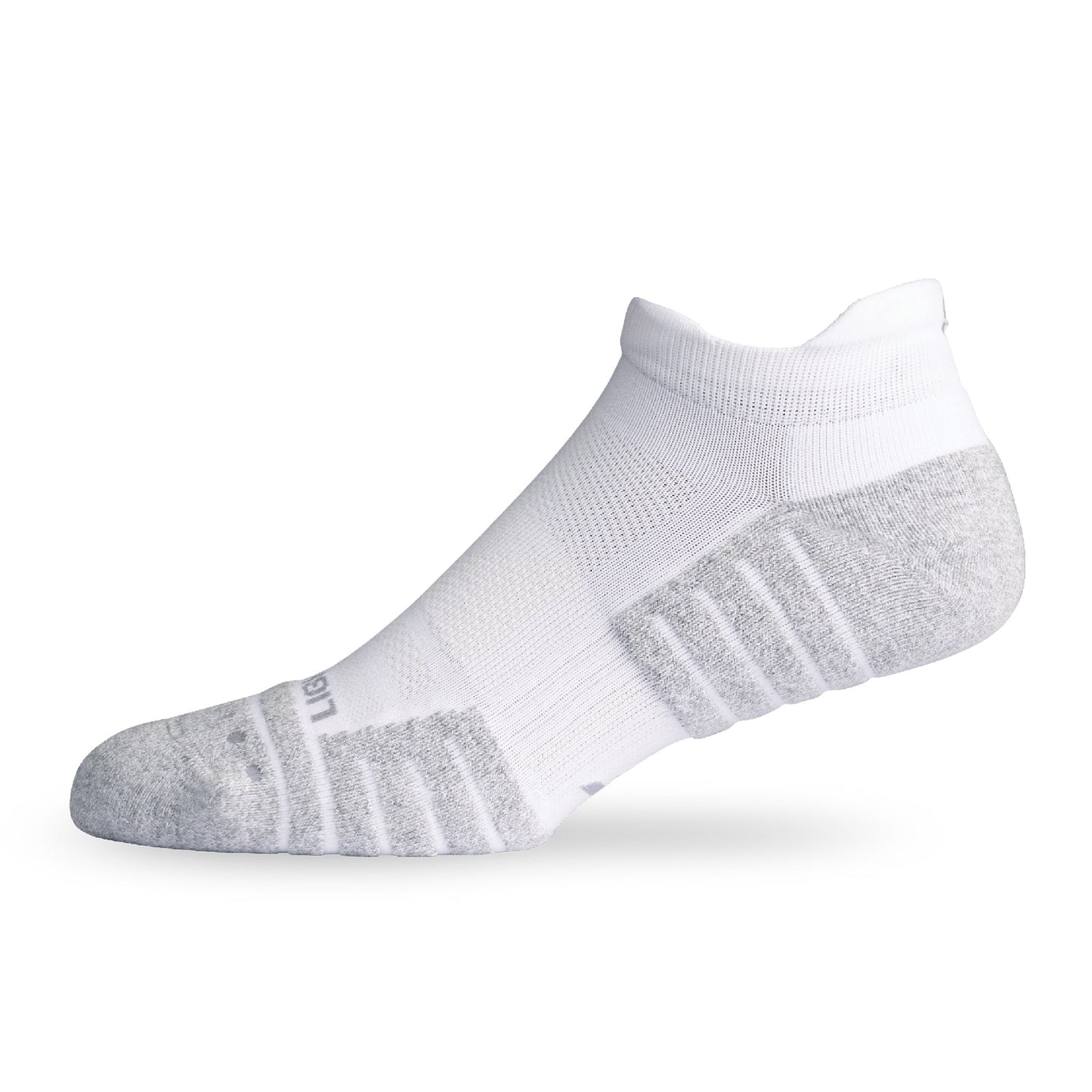 Side view of Lightfeet Performance White Ankle Sock 