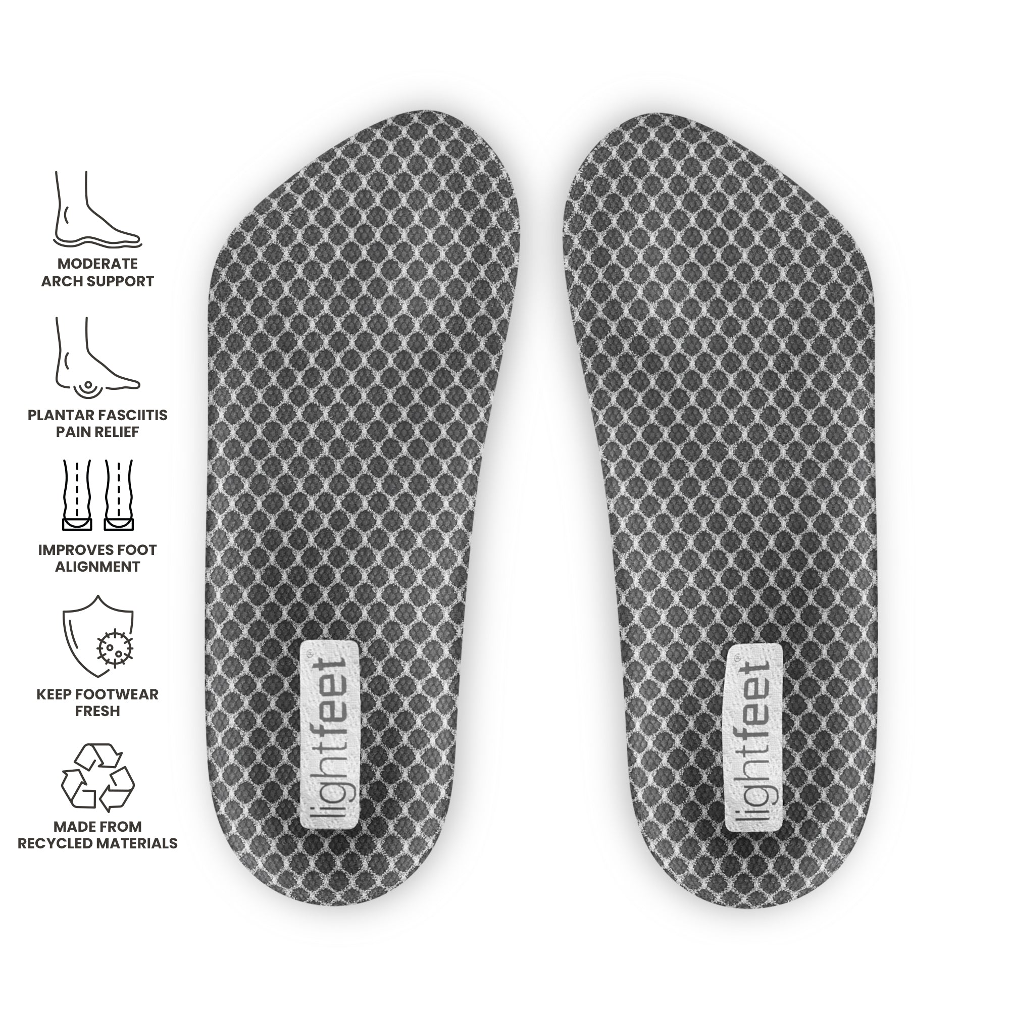 Top view of a pair of Lightfeet Plantar Fasciitis Orthotic Insoles