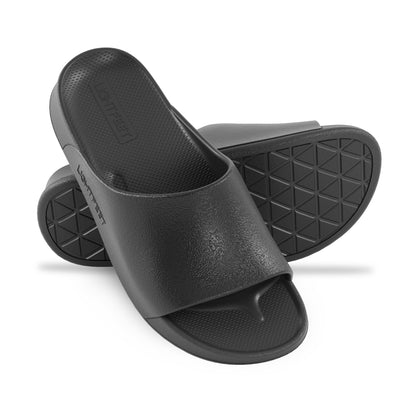 Pair of black Lightfeet Single Strap Slide