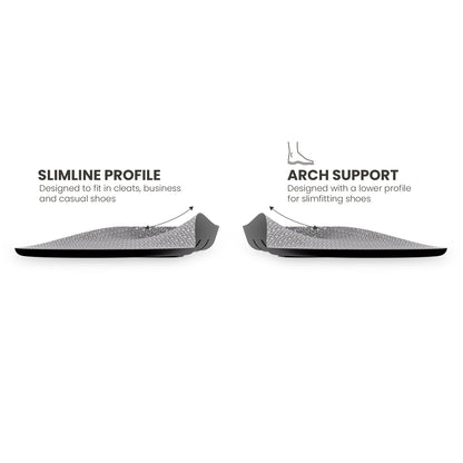 Front view showing the arch contour of a pair of Lightfeet Slimfit Support Orthotic Insoles