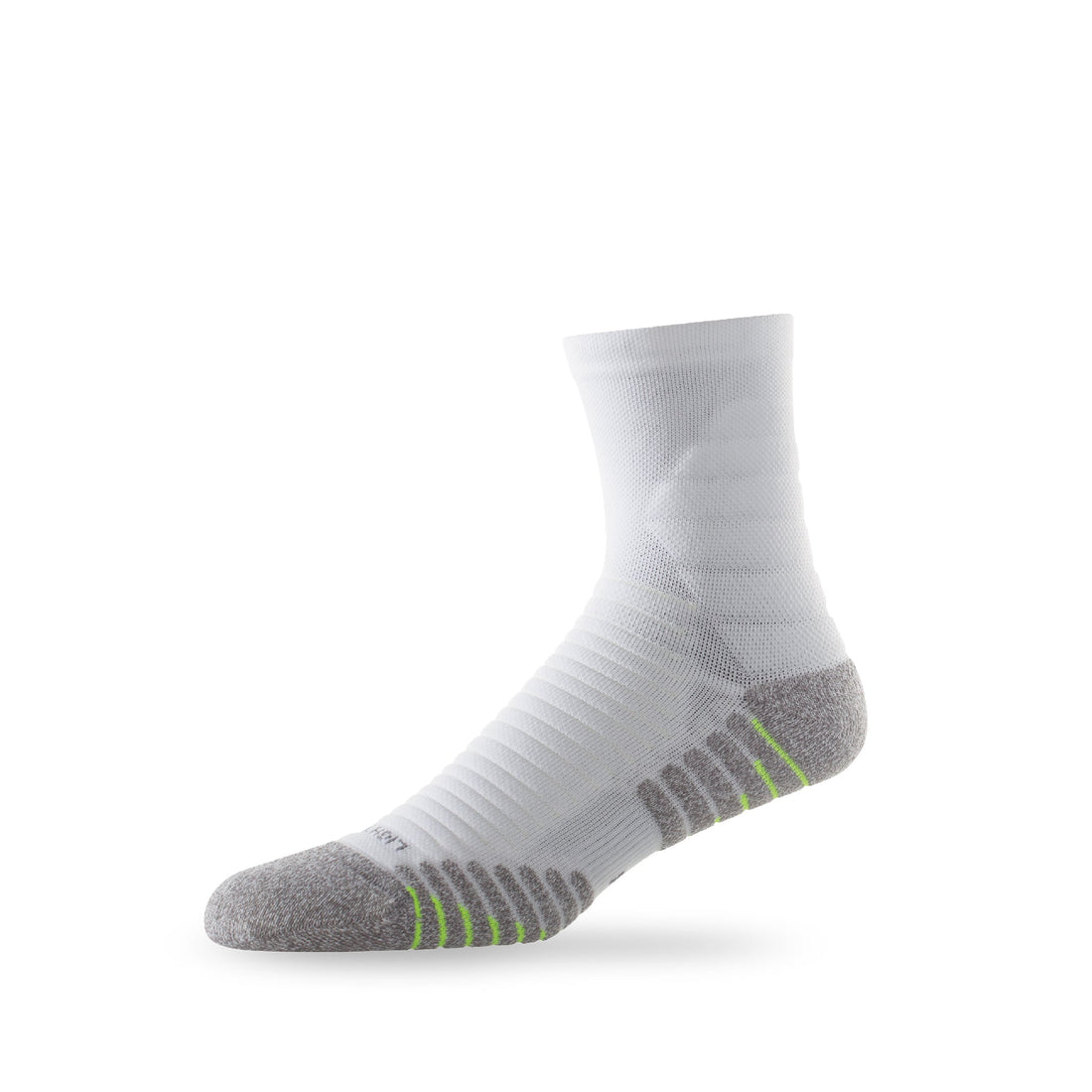 Side view of Lightfeet Vector Half Crew White Performance Sock 