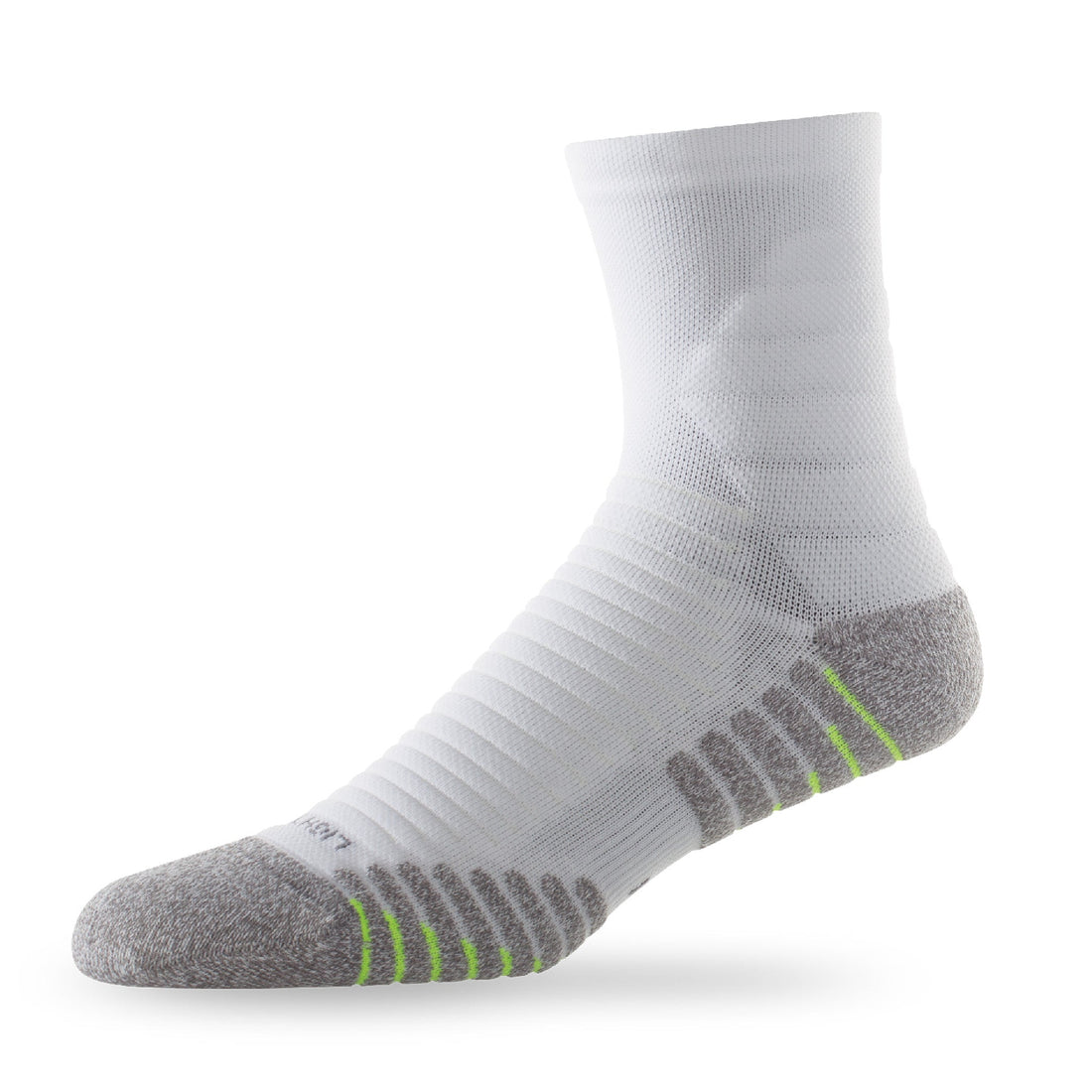 Side view of Lightfeet Vector Half Crew White Performance Sock 