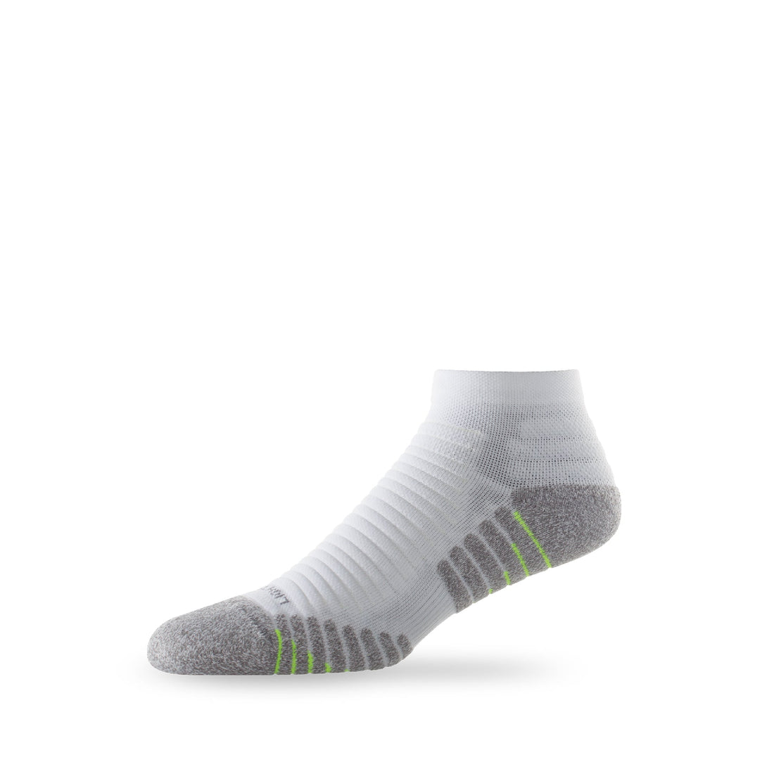 Side view of Lightfeet Vector Quarter Crew White Performance Sock 